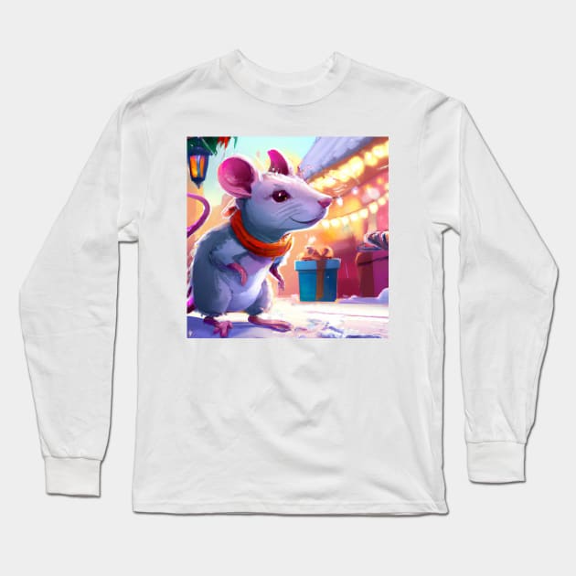 Cute Rat Drawing Long Sleeve T-Shirt by Play Zoo